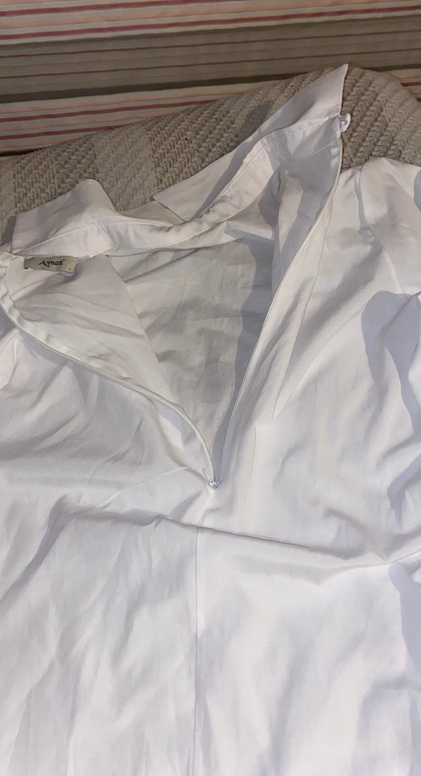 Beyaz Keten Kadın Gömlek - Görsel 3