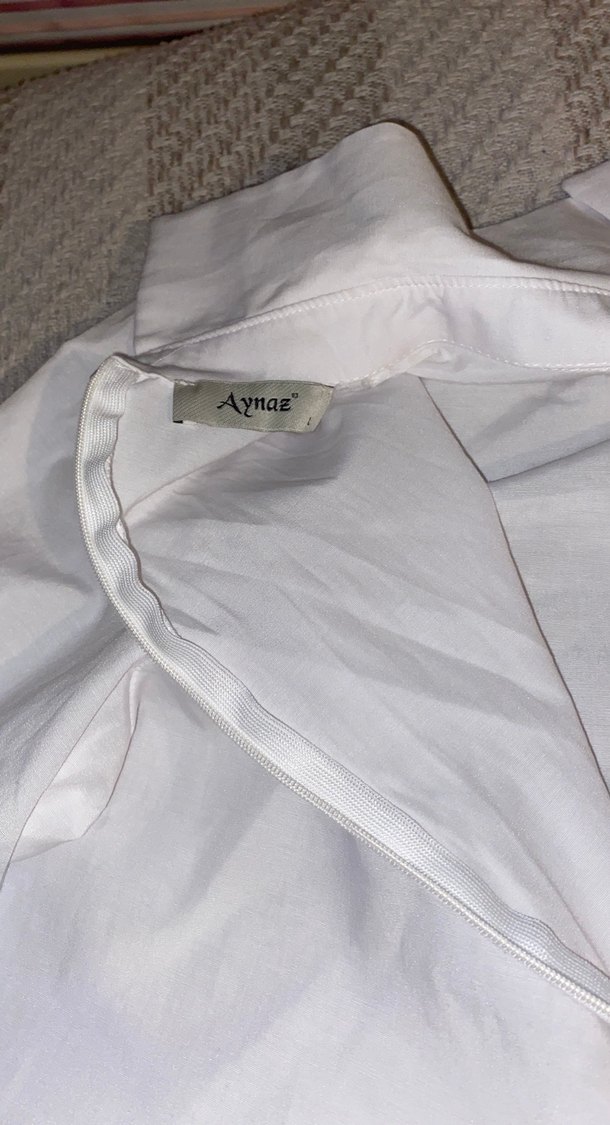 Beyaz Keten Kadın Gömlek - Görsel 4