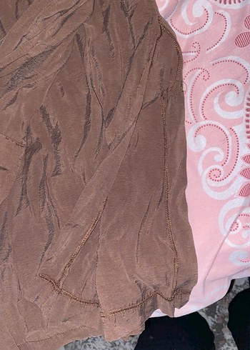 Düğmeli Kahverengi Keten Kadın Gömlek - Görsel 2