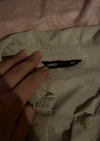 Düğmeli Bej Keten Kadın Gömlek - Görsel 2