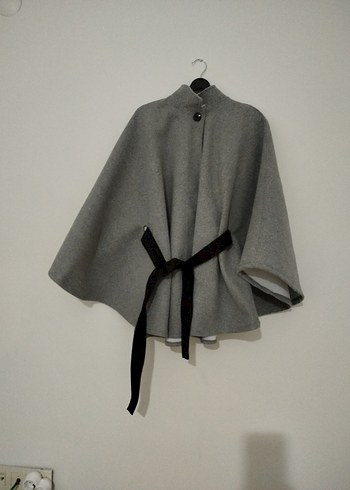 Gri Kuşaklı Kadın Panço - Görsel 2