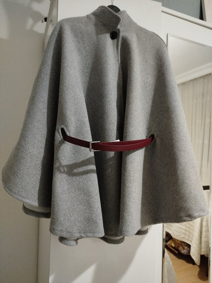 Gri Kuşaklı Kadın Panço - Görsel 5