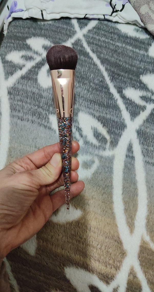 Parlak Saplı Çok Renkli Makyaj Fırçası fondöten fırçası - Görsel 5