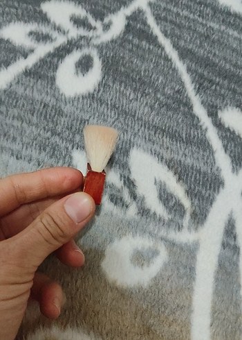 Bej Makyaj Fırçası Gri Detaylı kabuki fırca - Görsel 5