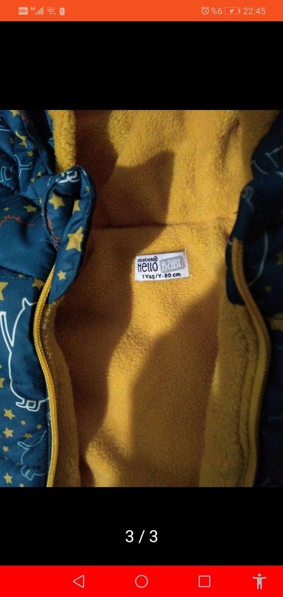 Kapüşonlu Fermuarlı Mavi Desenli Erkek Çocuk Mont - Görsel 3