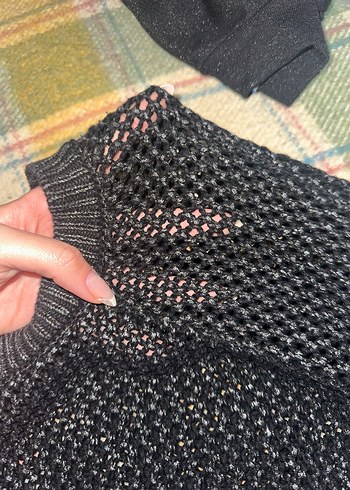 Siyah Örgü Kadın Kazak - Görsel 2
