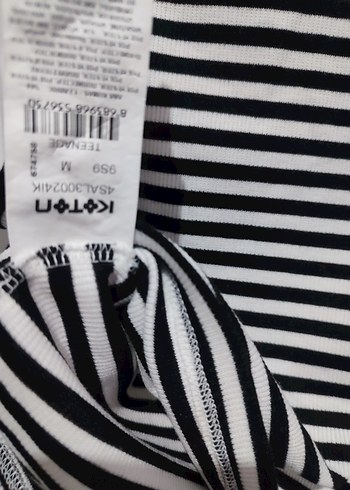 Çizgili Pamuklu Yüksek Yakalı Kadın Atlet - Görsel 5