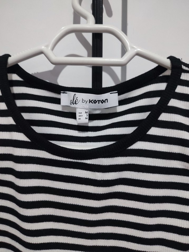 Çizgili Pamuklu Yüksek Yakalı Kadın Atlet - Görsel 2