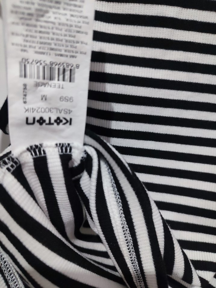 Çizgili Pamuklu Yüksek Yakalı Kadın Atlet - Görsel 5