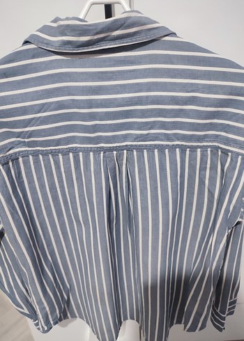 Düğmeli Çizgili Uzun Kollu Kadın Gömlek - Görsel 2