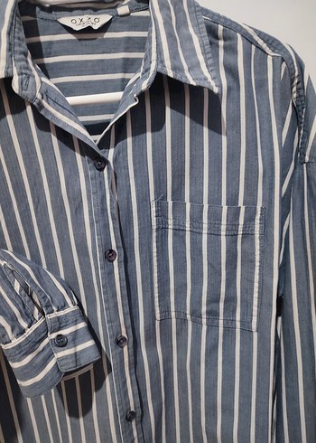 Düğmeli Çizgili Uzun Kollu Kadın Gömlek - Görsel 4