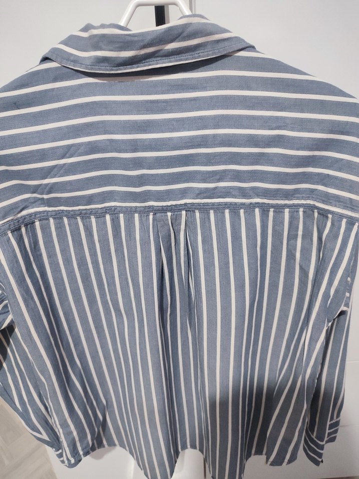 Düğmeli Çizgili Uzun Kollu Kadın Gömlek - Görsel 2