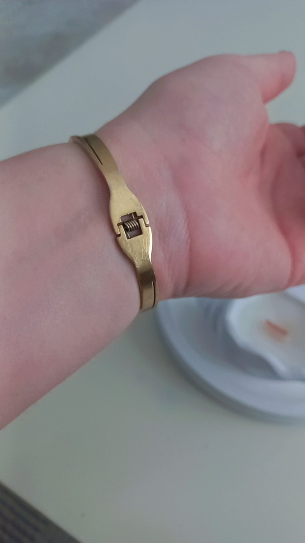 Altın Renkli Roma Rakamlı Kadın Bileklik kelepçeli Çelik - Görsel 4