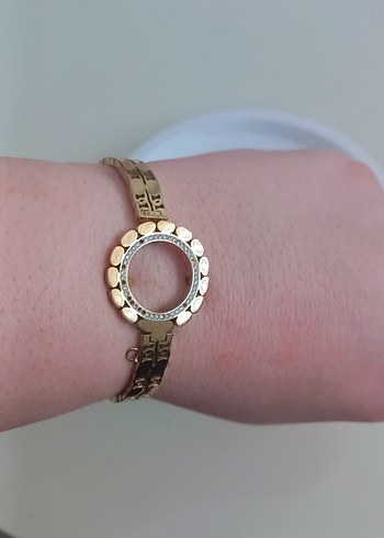 Zincir Detaylı Altın Renk Kadın Bileklik kelepçeli Çelik - Görsel 2