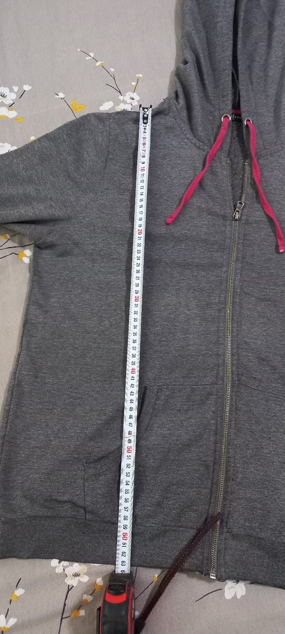 Gri Fermuarlı Kapüşonlu Kadın Sweatshirt - Görsel 3