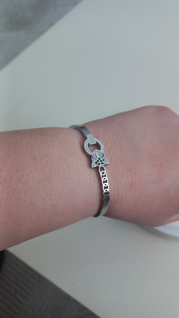 Gri Yılan Desenli Tokalı Kadın Bileklik - Görsel 2