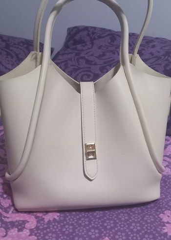 Beyaz Deri Minimalist Kadın Çanta - Görsel 3