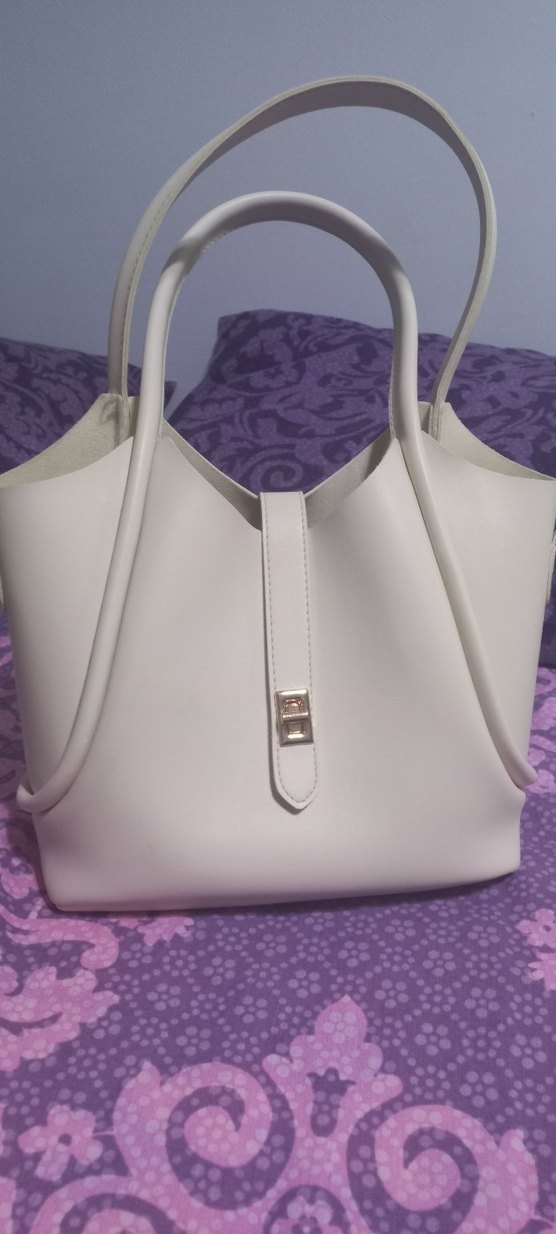 Beyaz Deri Minimalist Kadın Çanta - Görsel 3