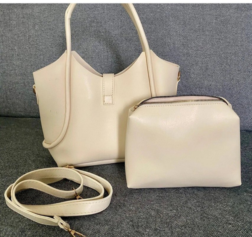 Beyaz Deri Minimalist Kadın Çanta - Görsel 2