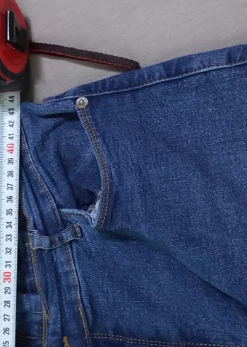 Düğmeli Mavi Kadın Denim Pantolon - Görsel 3
