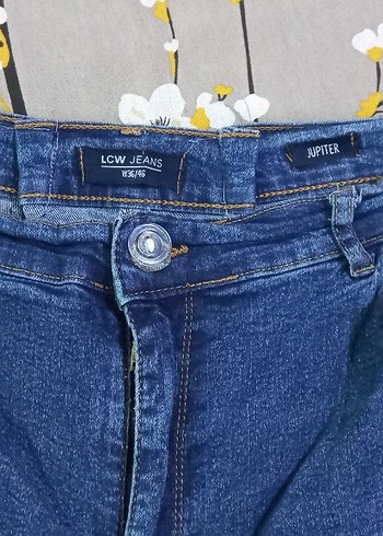 Düğmeli Mavi Kadın Denim Pantolon - Görsel 2