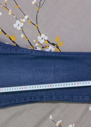 Düğmeli Mavi Kadın Denim Pantolon - Görsel 4