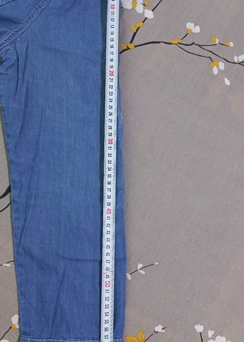 Düğmeli Mavi Kot Gömlek - Görsel 5