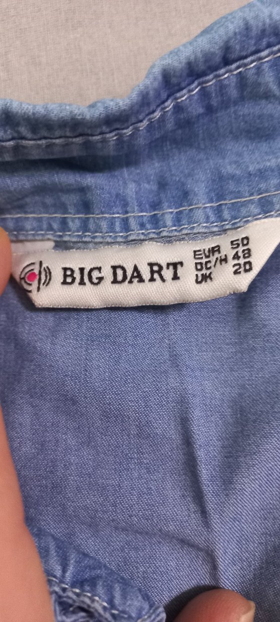 Düğmeli Mavi Kot Gömlek - Görsel 3