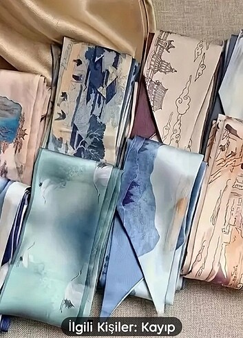 Vintage Antik Çin Japon Kore Tarzı Fular Bandana