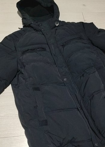 Siyah Erkek Kapüşonlu Street Style Mont