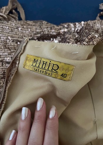 Parlak Bakır renkli Payetli Uzun Abiye Elbise - Görsel 4