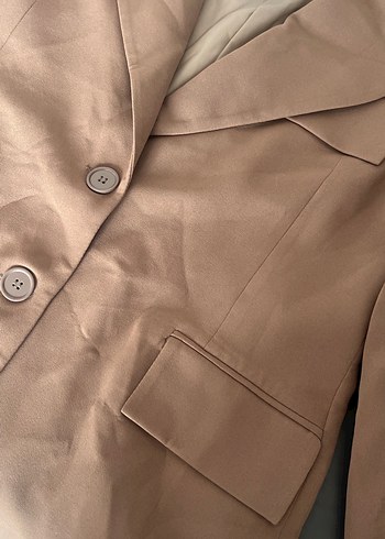 Bej / sütlü kahve Düğmeli Kadın Blazer Ceket - Görsel 3