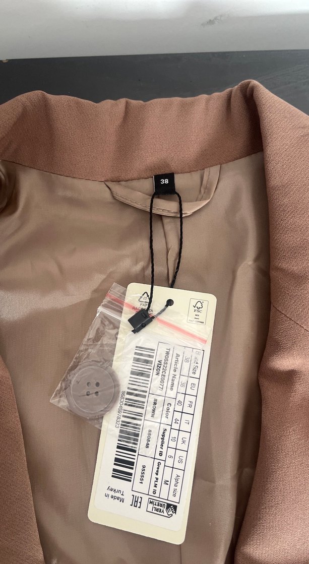 Bej / sütlü kahve Düğmeli Kadın Blazer Ceket - Görsel 2