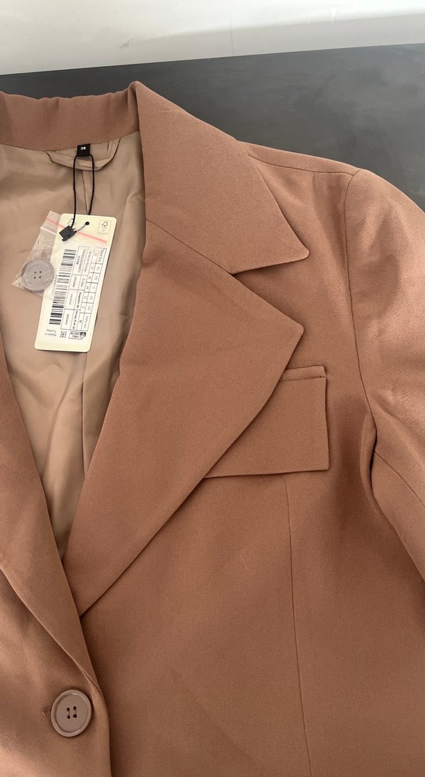 Bej / sütlü kahve Düğmeli Kadın Blazer Ceket - Görsel 4