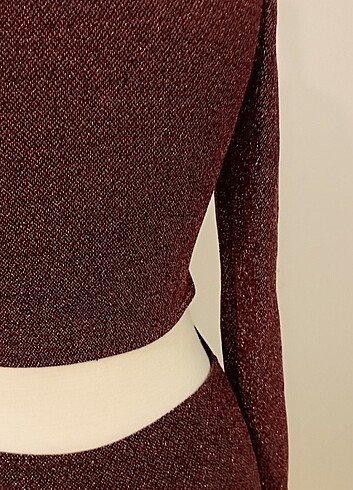 Bershka Bershka bordo simli elbise