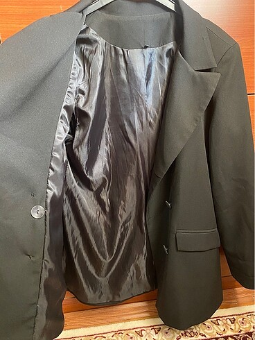 44 Beden Çift kapamalı siyah blazer ceket