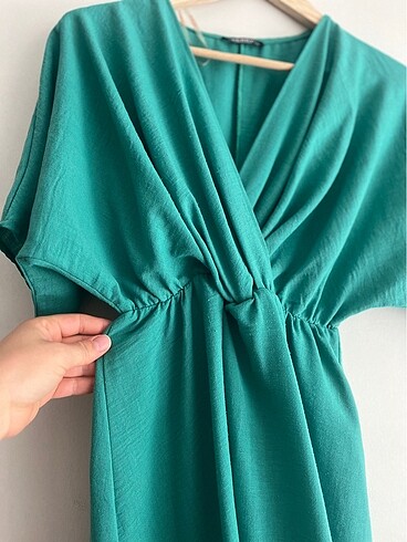 Zara Beli lastikli keten elbise