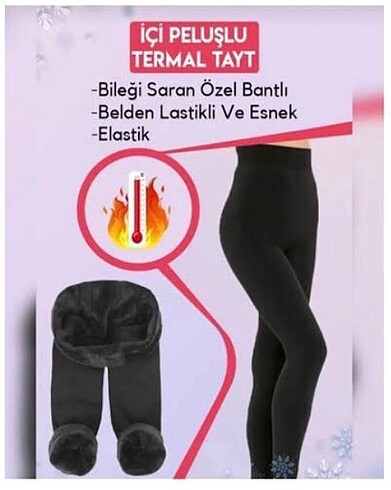 m Beden siyah Renk İthal peluş tayt.