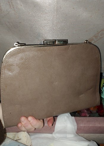 Bej deri abiye çanta - Görsel 2