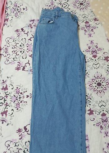 Kadın Mavi Bol Kesim Midi Kot Pantolon - Görsel 2