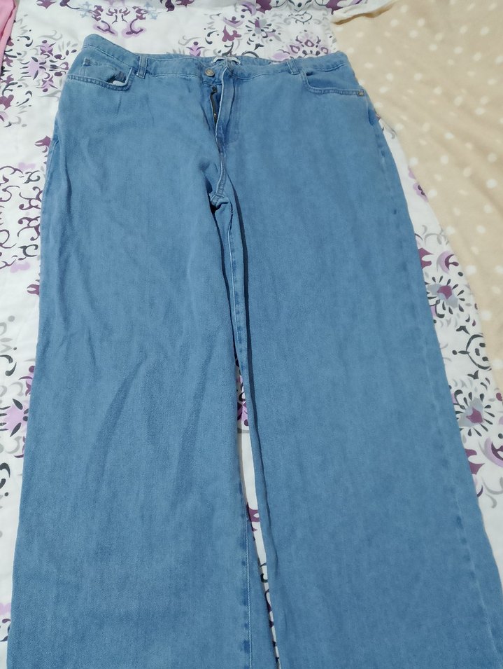 Kadın Mavi Bol Kesim Midi Kot Pantolon - Görsel 5