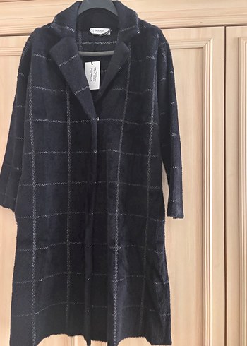 Düğmeli Ekoseli Uzun Kadın Kaban - Görsel 3