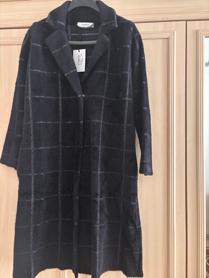 Düğmeli Ekoseli Uzun Kadın Kaban - Görsel 3