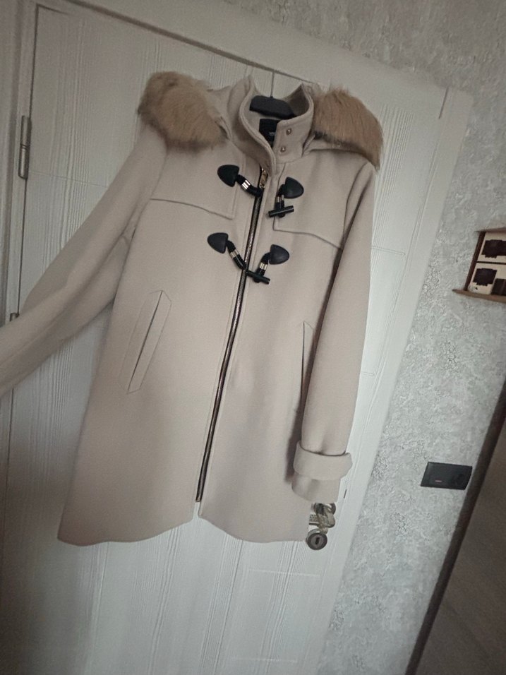 Kürklü Bej Midi Kaban - Görsel 4