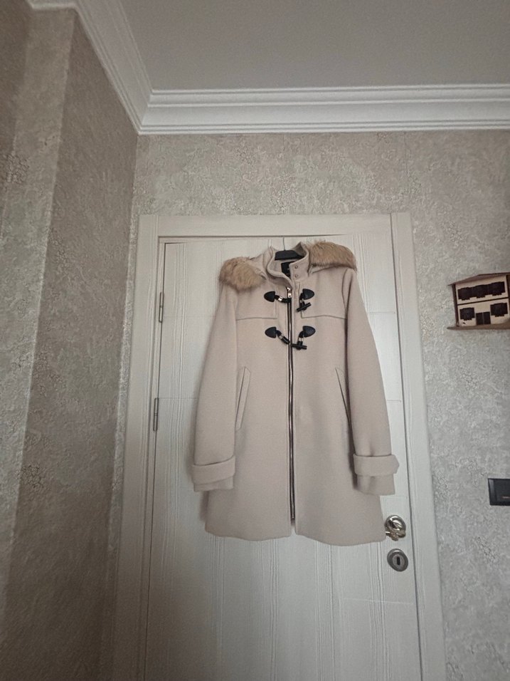 Kürklü Bej Midi Kaban - Görsel 2