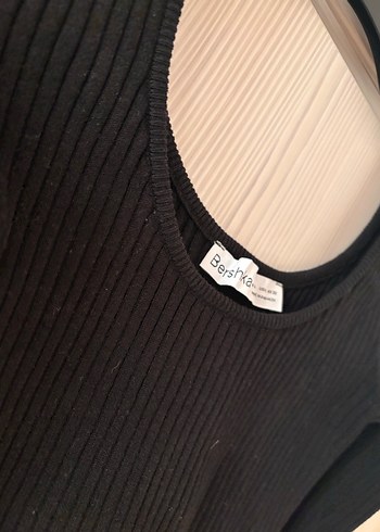 Siyah Triko Uzun Kollu Crop Top - Görsel 4