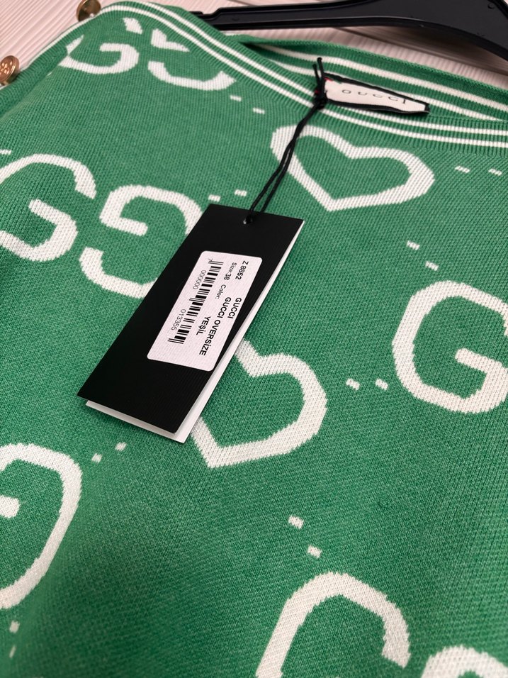 Yeşil Desenli Örgü Kadın Kazak - Görsel 4