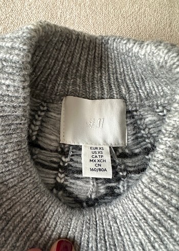 H&M Gri Nakışlı Örgü Kadın Kazak - Görsel 3