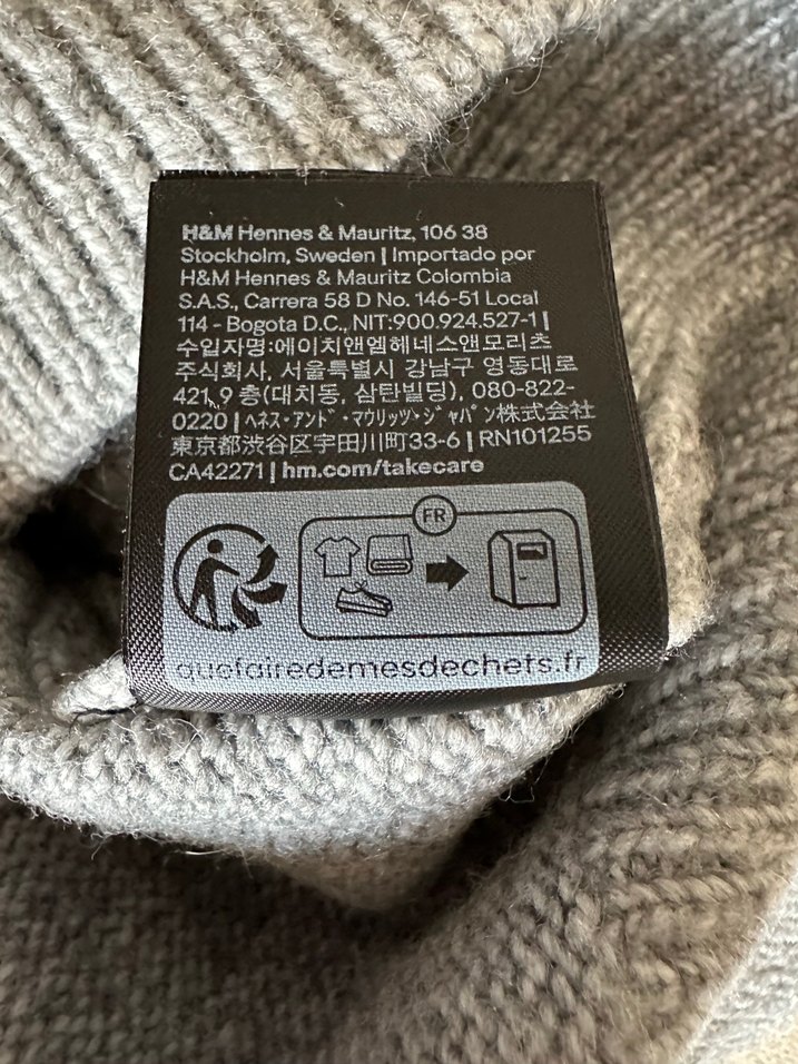 H&M Gri Nakışlı Örgü Kadın Kazak - Görsel 5