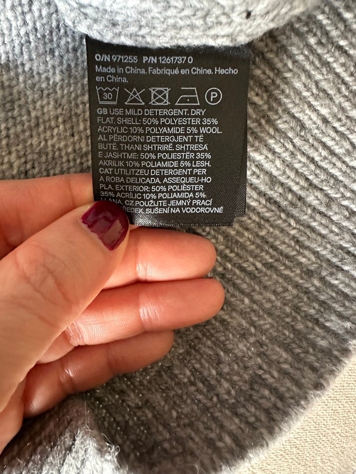 H&M Gri Nakışlı Örgü Kadın Kazak - Görsel 4